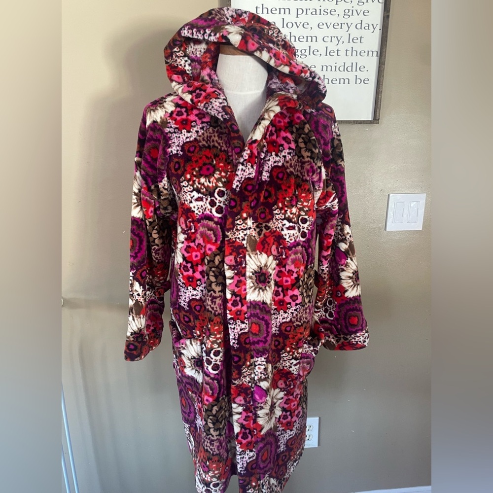 Vera Bradley Rosewood plush Robe Multicolor Fleece Accessory Womens size S/M - Picture 2 of 10